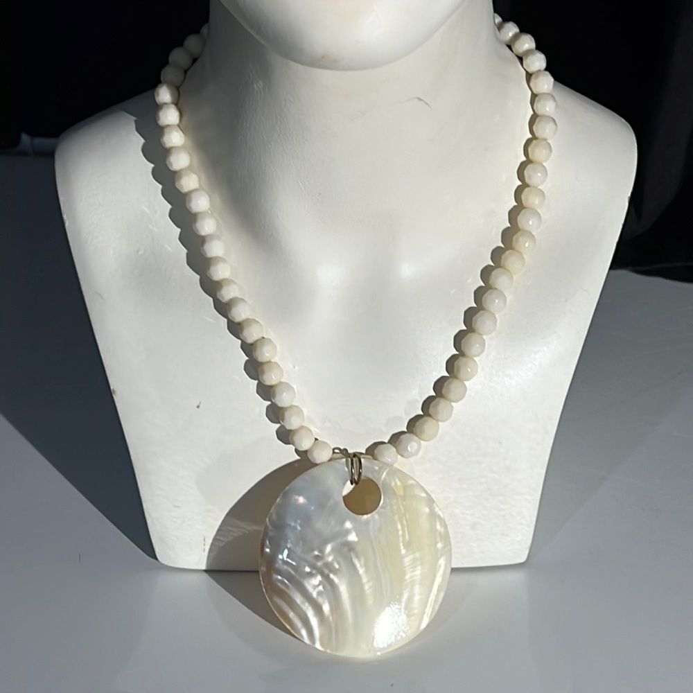Mother Of Pearl Pendant on Beaded Necklace